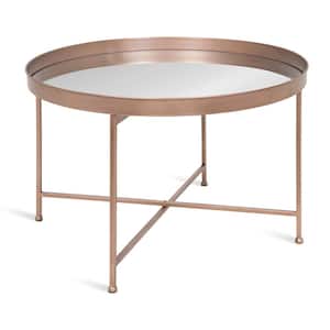 Celia Rose Gold 18.89 in. Round Glass (Mirror) Coffee Table