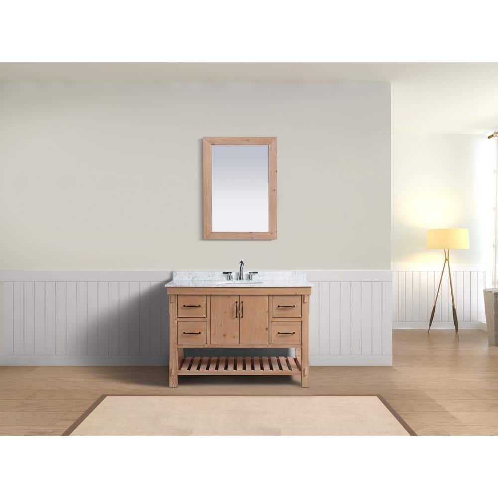 Kelly 48" Weathered Fir Solid Wood Bathroom Vanity with Marble Top