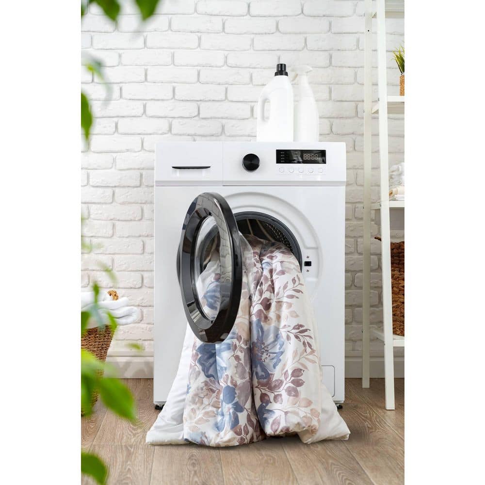 Twin Blue Microfiber Floral Bed in a Bag Set