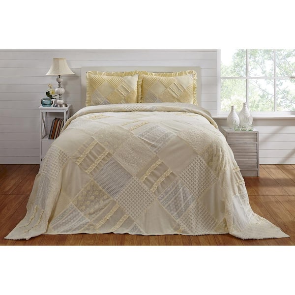 Better Trends Ruffle 1-Piece Yellow Queen Coverlet Set