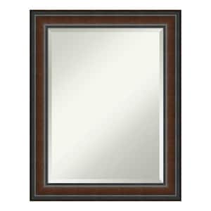 Cyprus Walnut 22.75 in. x 28.75 in. Beveled Rectangle Wood Framed Bathroom Wall Mirror in Brown,Cherry