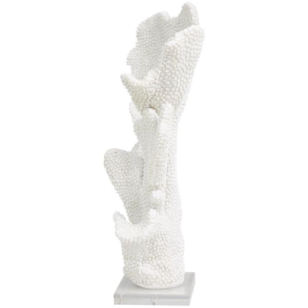 Litton Lane White Polystone Tall Textured Coral Sculpture with