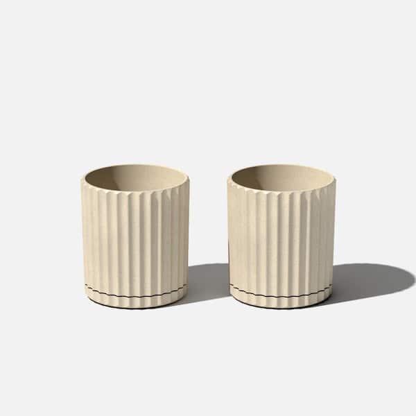 Demi 6 in. Round Sand Plastic Pot Planter (2-Pack)