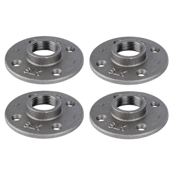 1 in. Iron Black Floor Flange (4-Pack)