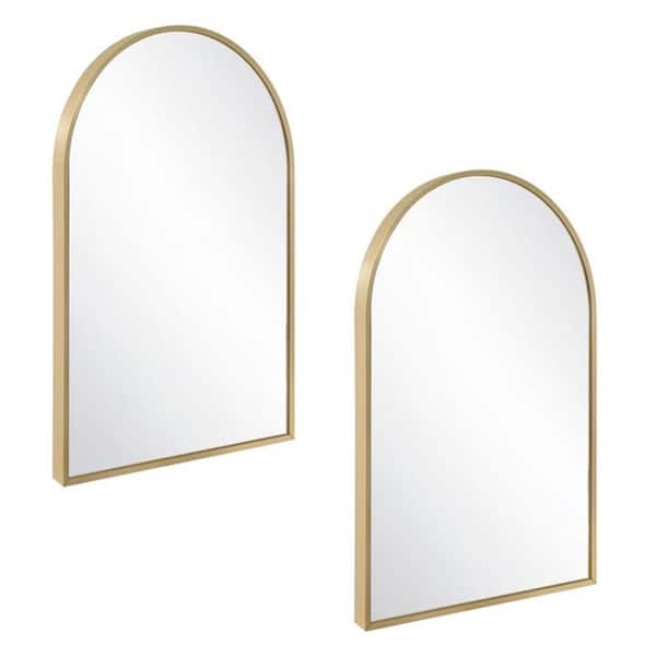 Design House Maeve Gold Metal Frame 24 in. W x 36 in. H Arched Accent Wall Mirror (2-Pack)