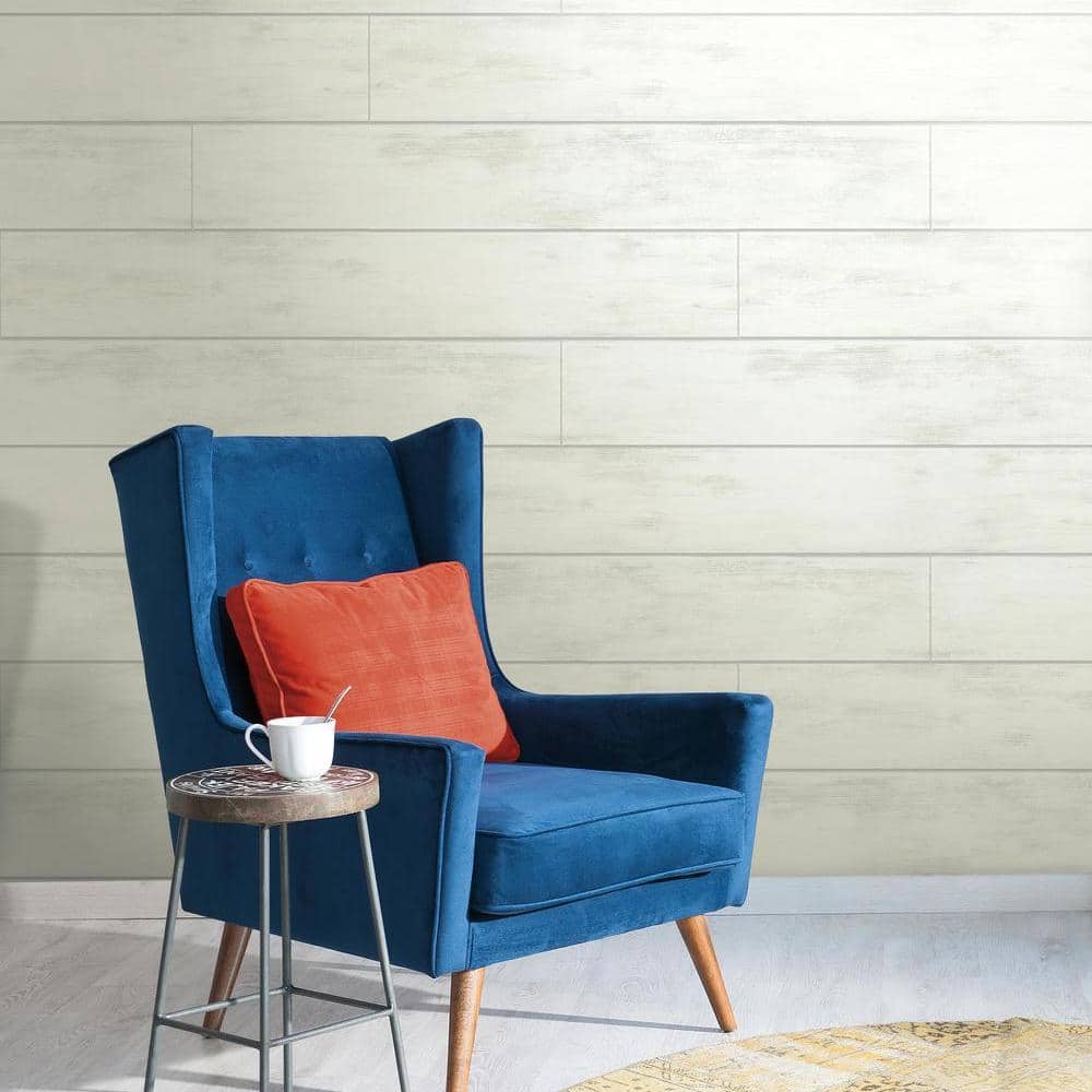 White Embossed Woodgrain Shiplap Wallpaper