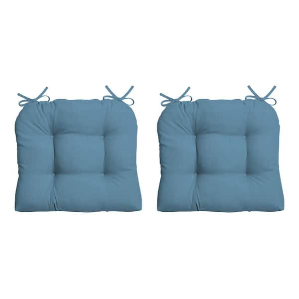 ARDEN 18 in. x 20 in. French Blue Texture Rectangle Wicker Seat Cushion (2-Pack)