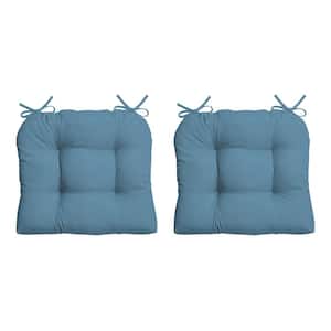 18 in. x 20 in. French Blue Texture Rectangle Wicker Seat Cushion (2-Pack)
