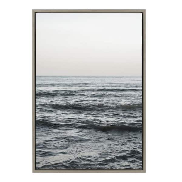 Kate and Laurel Sylvie Calm Ocean Vibes by Vidal Hernandez Framed Canvas Landscape Art Print 23 in. x 33 in.