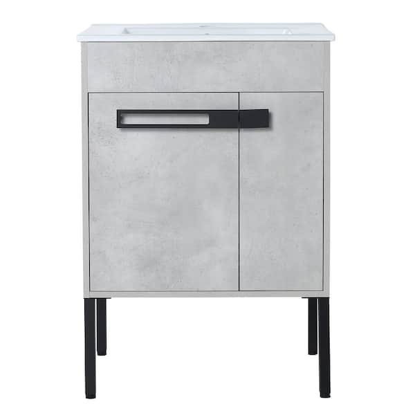 Unbranded Jasper 23.4 in. W x 17.9. in D. x 34.3 in. H Bath Vanity in Gray with White Ceramic Top