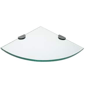 10 in. x 10 in. Oval Glass Corner Shelf in Brushed Nickel
