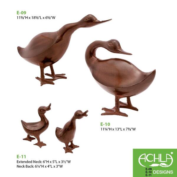 Larger Detailed Brass Duck with Opened Wings - 10