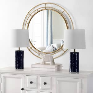 Jonie 19 in. Navy Table Lamp with White Shade (Set of 2)