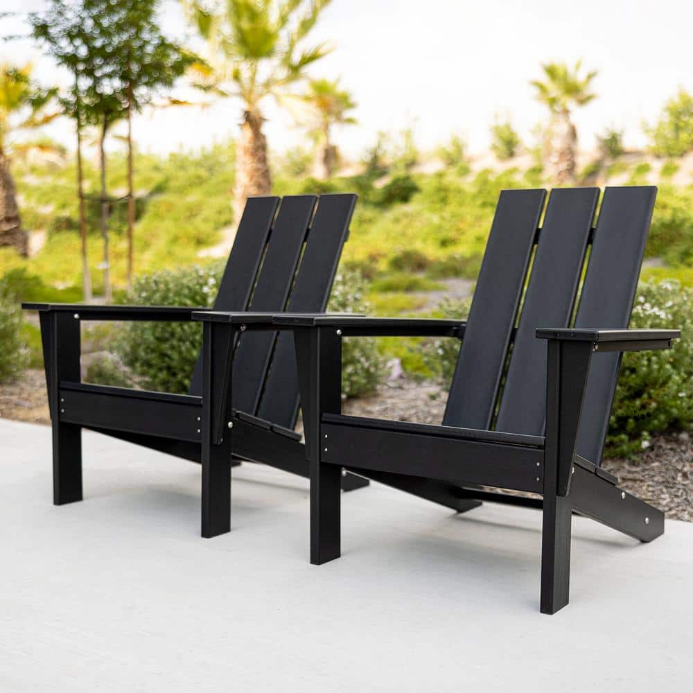 LuXeo Arcadia Black Patio Outdoor Patio Adirondack Chair Set Of 2 LUX   Luxeo Plastic Adirondack Chairs Lux 1522 Blk2 64 1000 