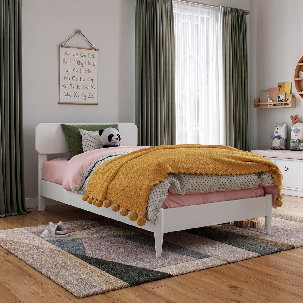 AFI Florence White Solid Wood Frame Twin Low Profile