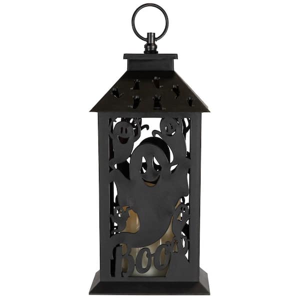 LED Lighted Ghosts Halloween Candle Lantern-11"-Black