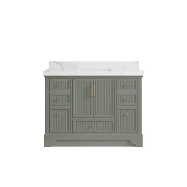 Willow Collections Alys 48 in. W x 22 in. D x 36 in. H Single Sink Bath Vanity in Evergreen with 2" Calacatta Laza Top