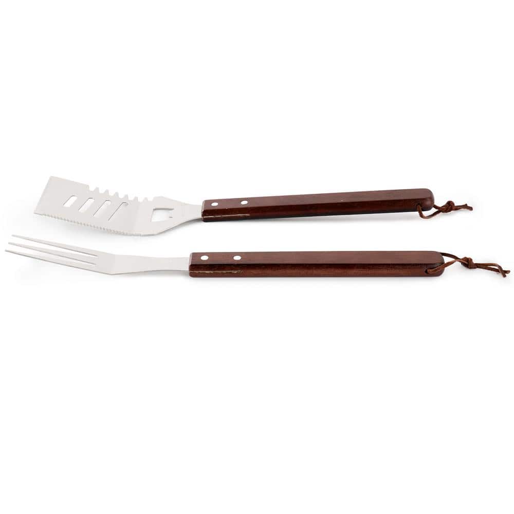 Gibson Home 5-Piece Stainless Steel BBQ Tool Set with Walnut Handles