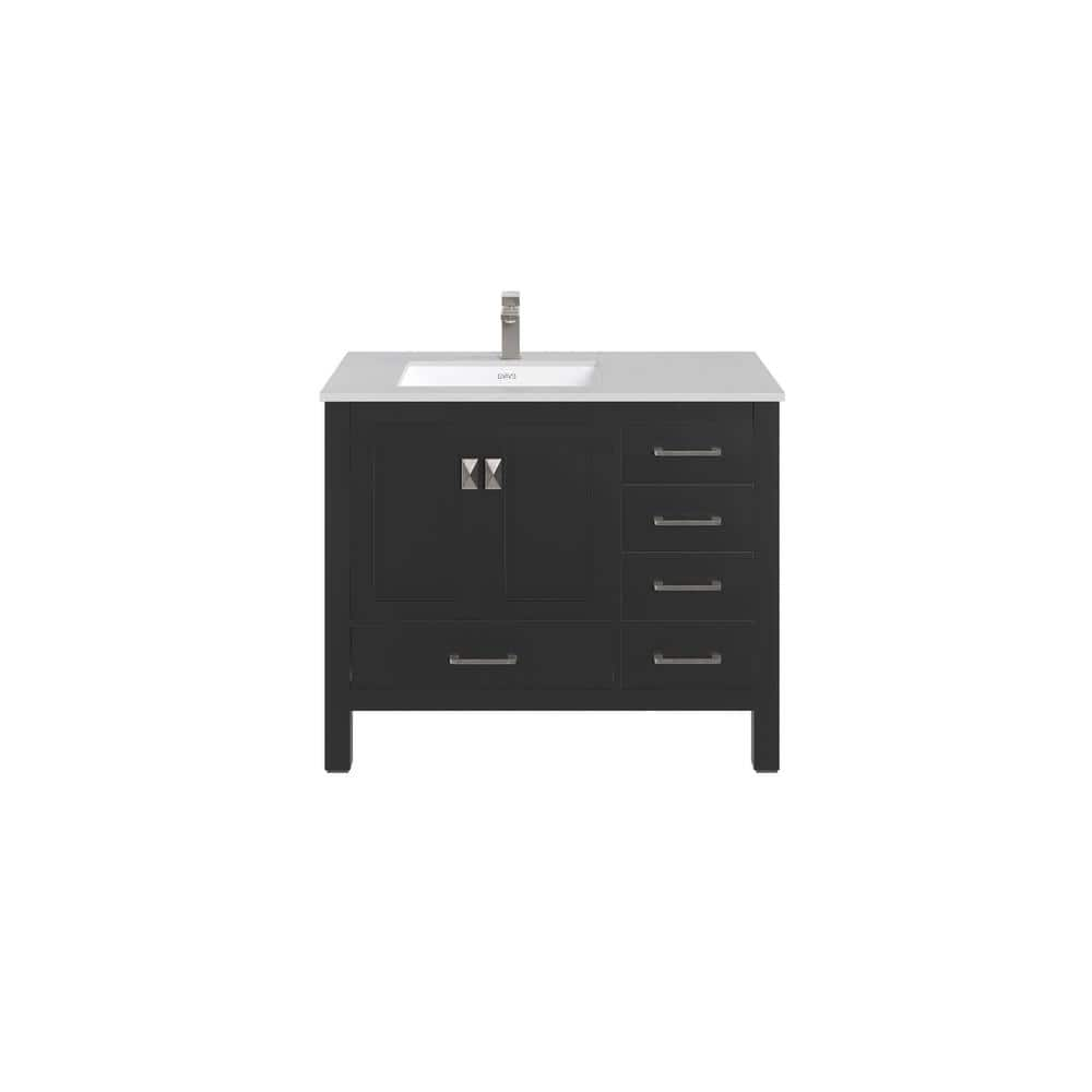 Eviva London 42 in. Single Sink Espresso Bath Vanity with White Carrara ...