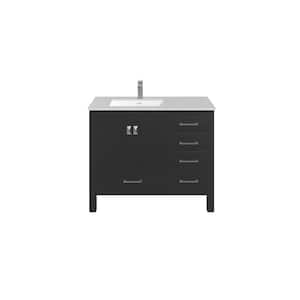 London 42 in. W x 18 in. D x 34 in. H Bathroom Vanity in Espresso with White Carrara Quartz Top with White Sink