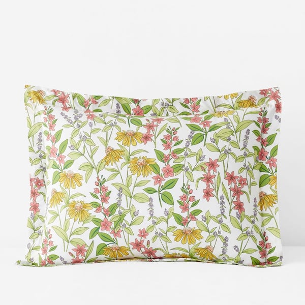 The Company Store Company Cotton Coneflower Patch Ivory Multi Cotton Percale Standard Sham