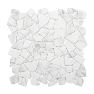 Pebble White Carrara River Rock 12 in. x 12 in. Recycled Glass Marble Looks Floor and Wall Mosaic Tile (10 sq. ft./Case)