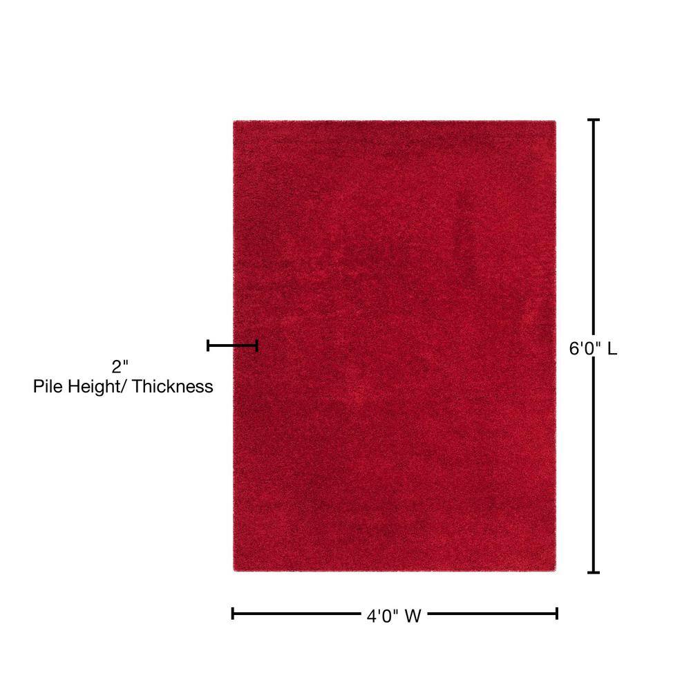 Cozy Crimson Shag 4' x 6' Rectangular Synthetic Area Rug