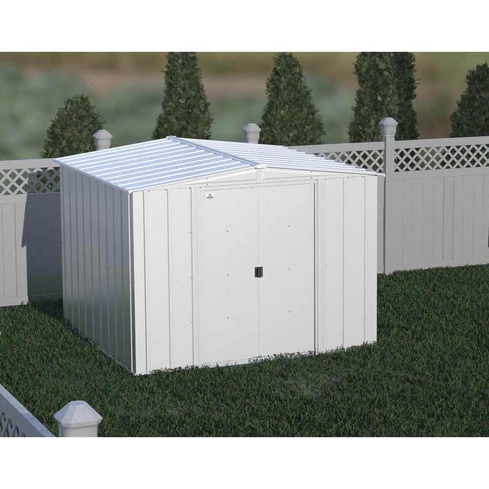 8 ft. x 8 ft. Flute Grey Steel Storage Shed with Sliding Doors
