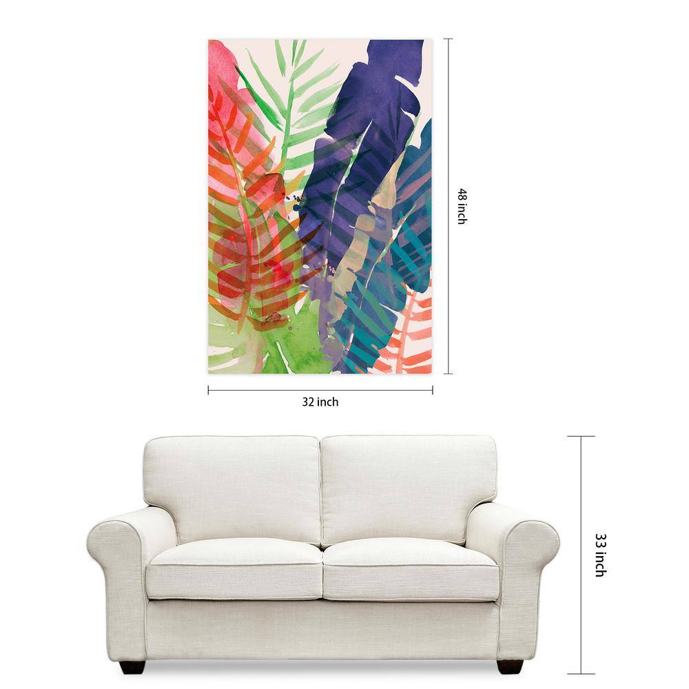 Electric Palms Multicolor Frameless Tempered Glass Wall Art, 48" x 32"