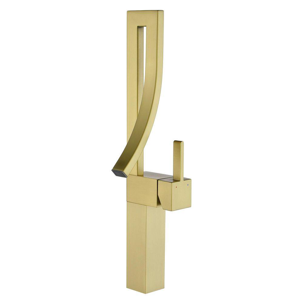 Single Handle Waterfall Vessel Sink Faucet Brass 1 Hole Modern Bathroom Tall High Taps in Brushed Gold price history on PriceWatchPro