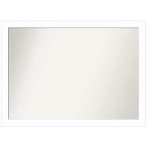 Basic White Narrow 41.5 in. x 30.5 in. Non-Beveled Casual Rectangle Wood Framed Bathroom Wall Mirror in White