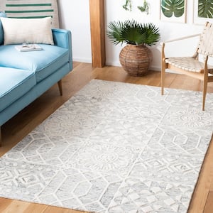 Metro Silver/Ivory 6 ft. x 6 ft. Geometric Square Area Rug