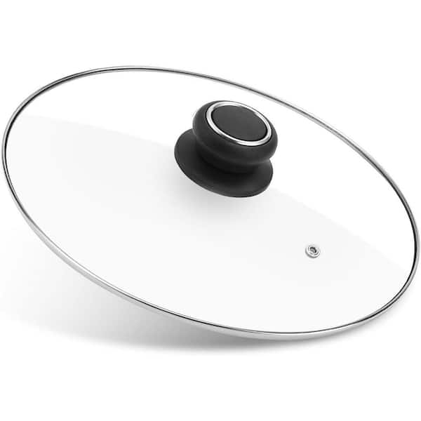 8 Inch Tempered Glass Lid with Steam Vent and Stainless Rim, Ergonomic Handle, Fits Skillet or Dutch Oven