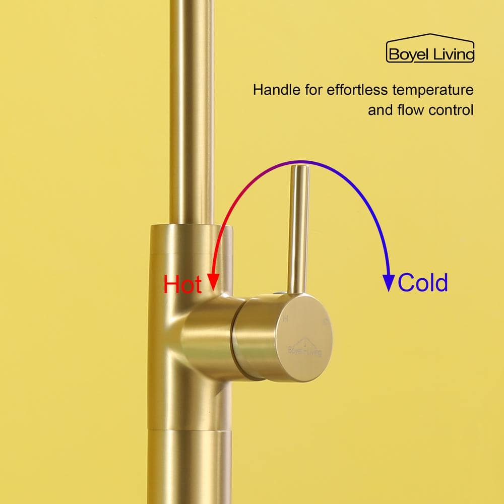 Brushed Gold Brass Freestanding Tub Filler with Diverter