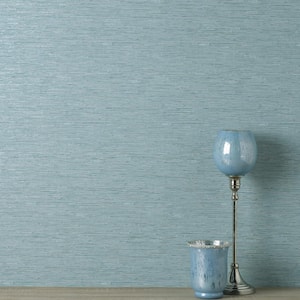 Mephi Blue Grasscloth Vinyl Non-Pasted Textured Wallpaper