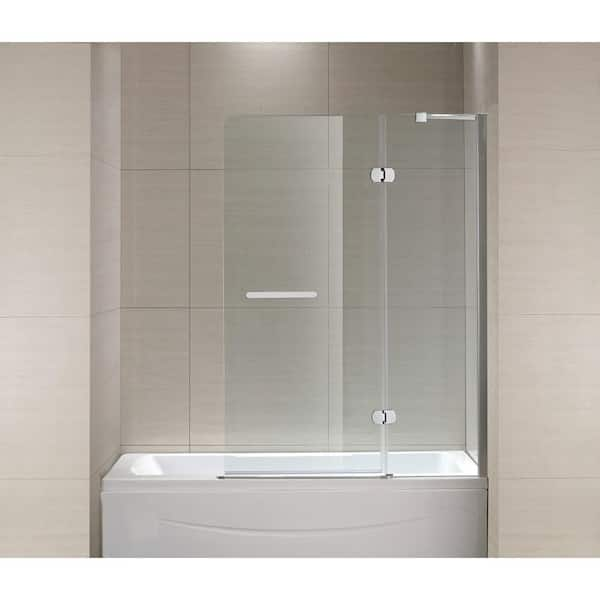 Schon Mia 40 In X 55 In Semi Framed Hinge Tub And Shower Door In Chrome And Clear Glass Sc70014 The Home Depot