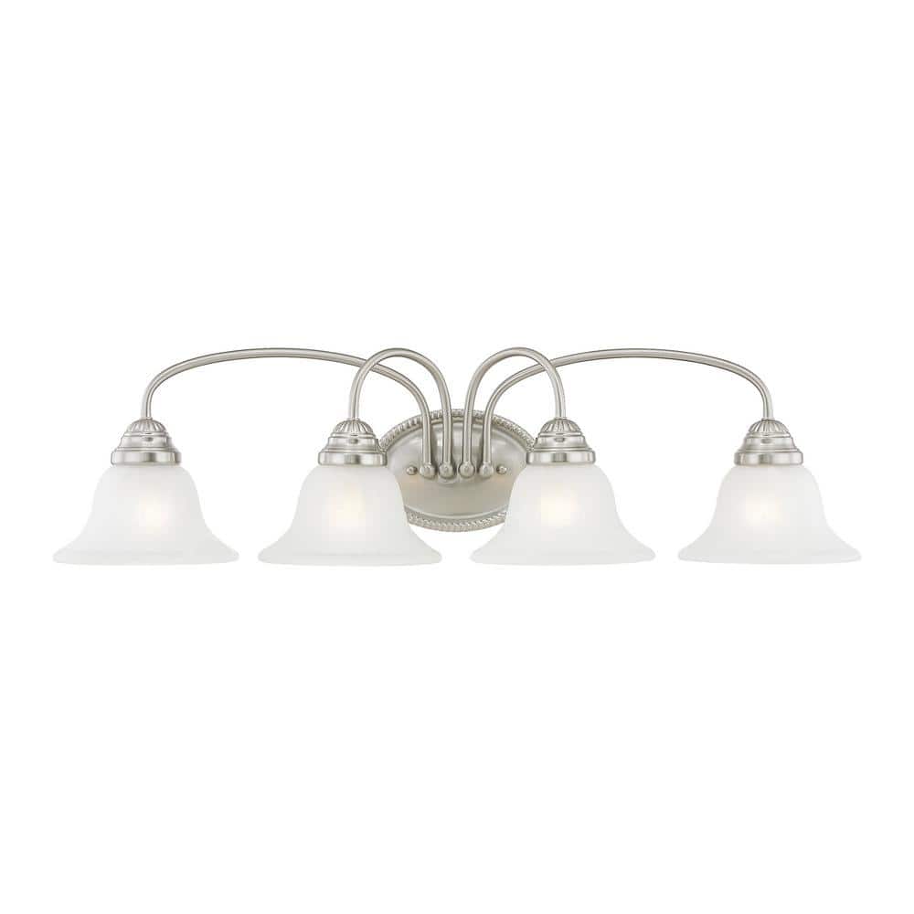 Edgemont 4-Light Vanity in Brushed Nickel with White Alabaster Glass