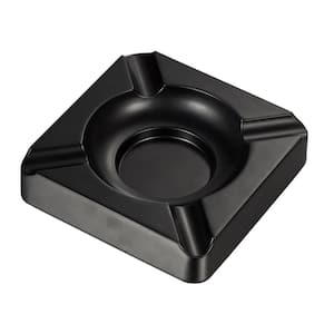 Heavyweight 6.25 in. Metal Cigar Ashtray with 4-Cigars, Black Matte