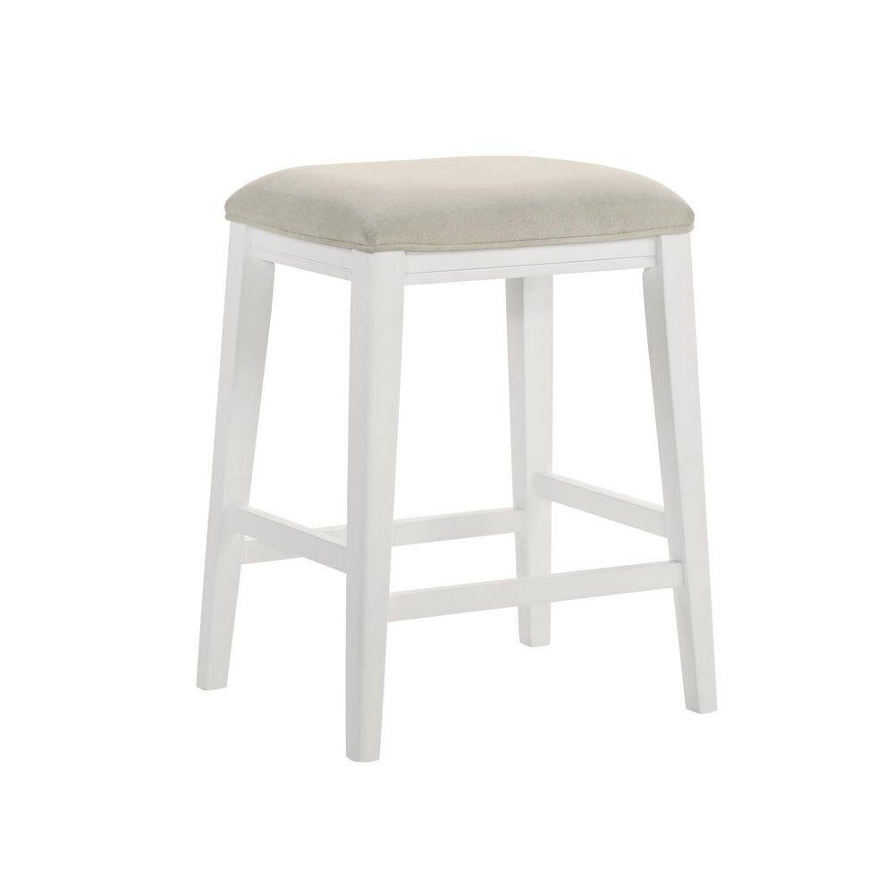 Jane Wood Counter Height Bar Stool in White Finish with Cream Fabric Upholstered Seat - Set of 2 price history on PriceWatchPro