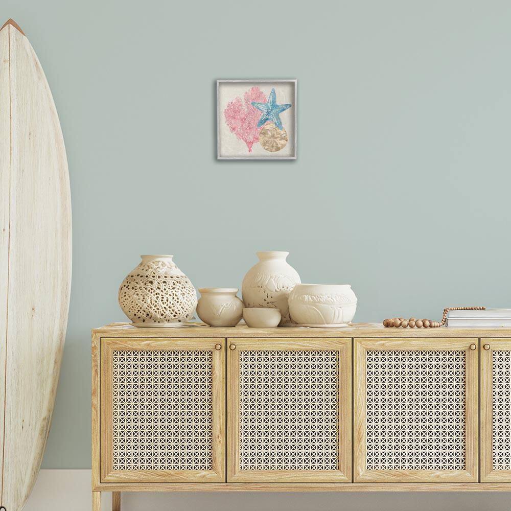 Sea Life Trio on Beige by Amber Sterling Gray Framed Animal Giclee Art Print 12 in. x 12 in. price history on PriceWatchPro