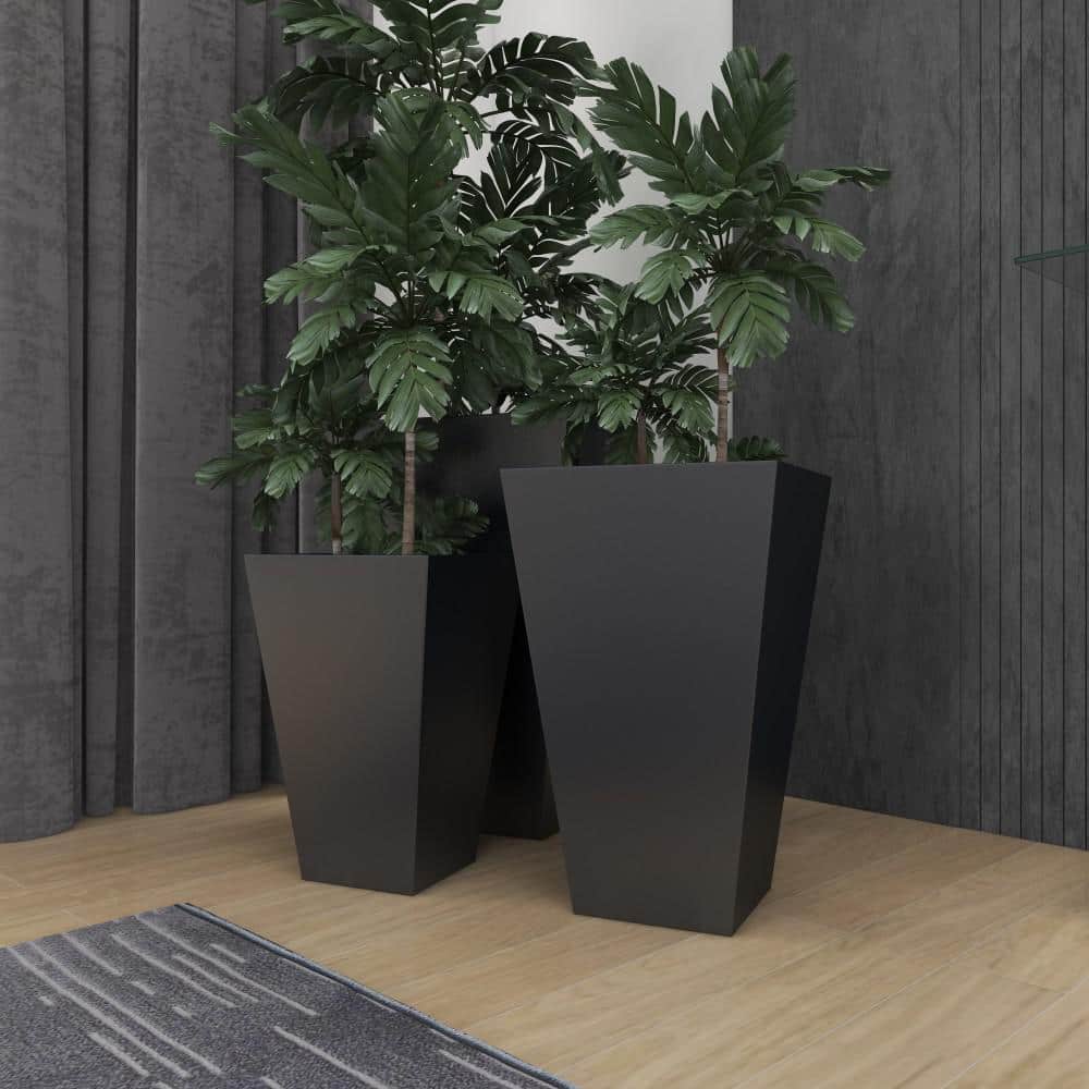 Elegant Black Iron Square Planters for Indoor/Outdoor - Set of 3