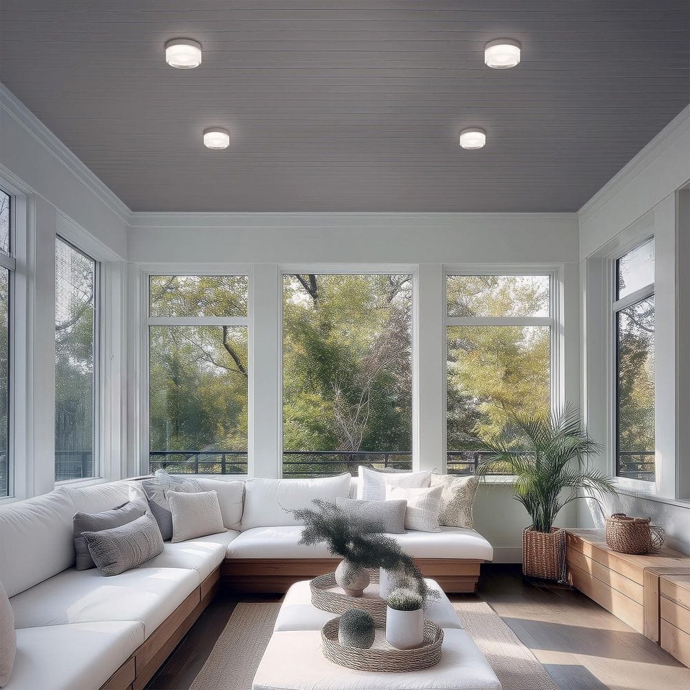 Balto II White Outdoor Flush/Semi-Flush Mount Ceiling Light 1-Light 5.38 in. Integrated LED 4CCT price history on PriceWatchPro