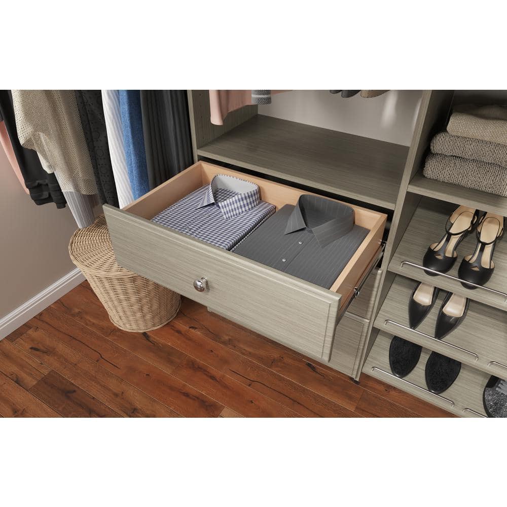 Weathered Gray Dual Tower Closet Organizer with Drawers