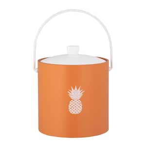 PASTIMES Pineapple 3 qt. Spice Orange Ice Bucket with Acrylic Cover