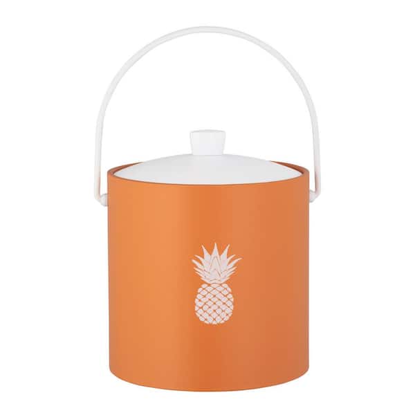Kraftware PASTIMES Pineapple 3 qt. Spice Orange Ice Bucket with Acrylic Cover