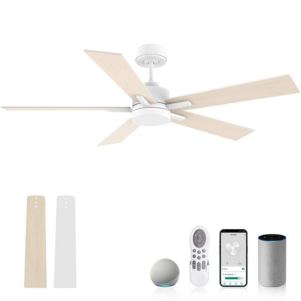 52 in. Smart Standard Outdoor Indoor White Downrod Mount Ceiling Fan with Lights Remote,Voice Control Via Alexa, 6-Speed price history on PriceWatchPro