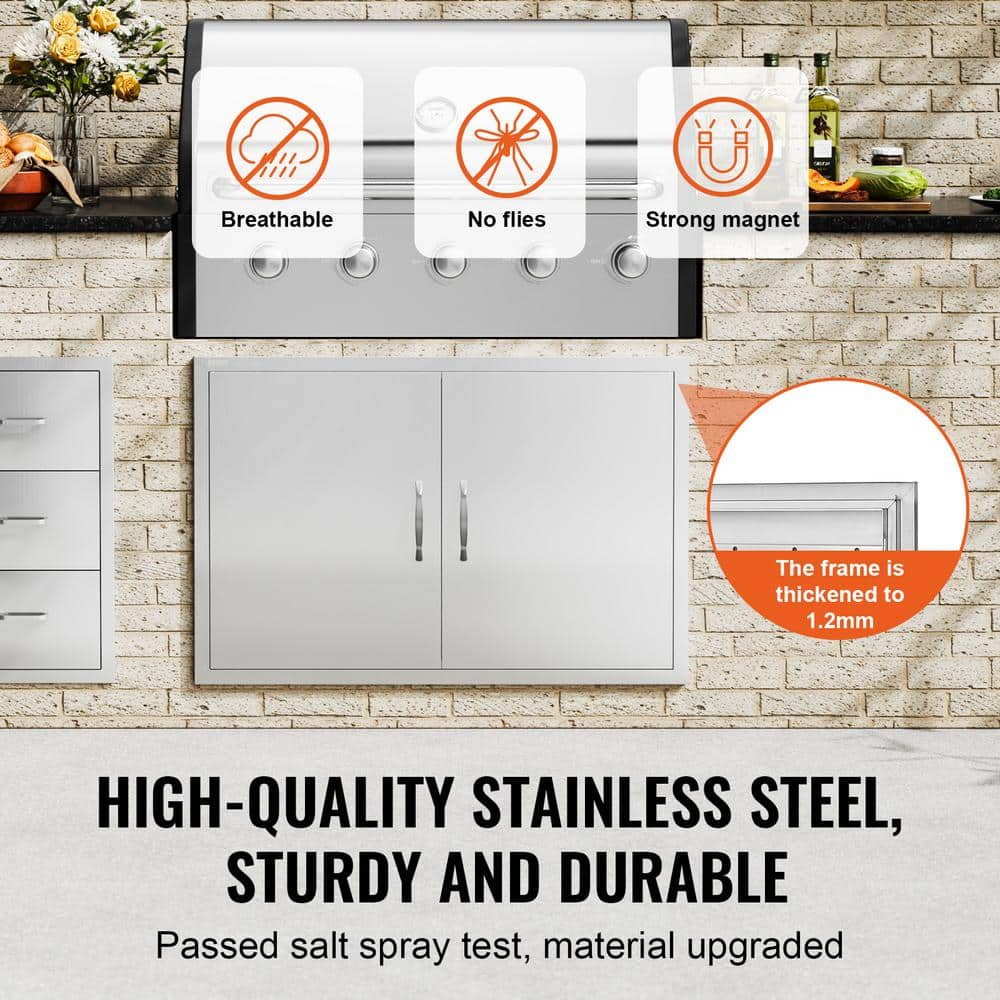 Stainless Steel Double BBQ Access Door with Hooks