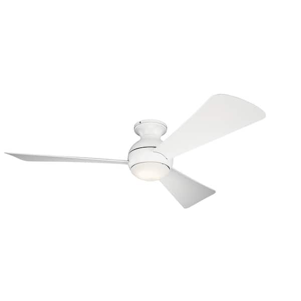 Kichler Sola 54 In Integrated Led, Flush Mount Ceiling Fan With Light White