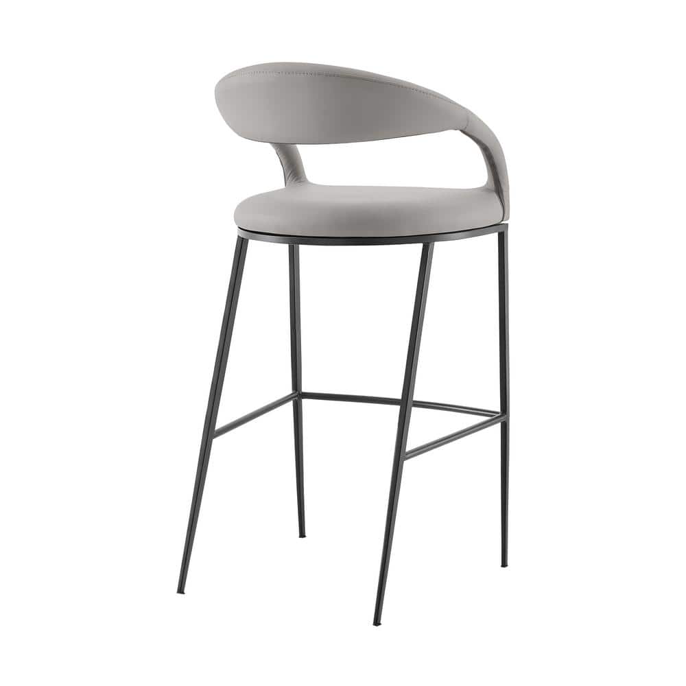 Ramona 26" Light Gray Faux Leather and Iron Counter Stool