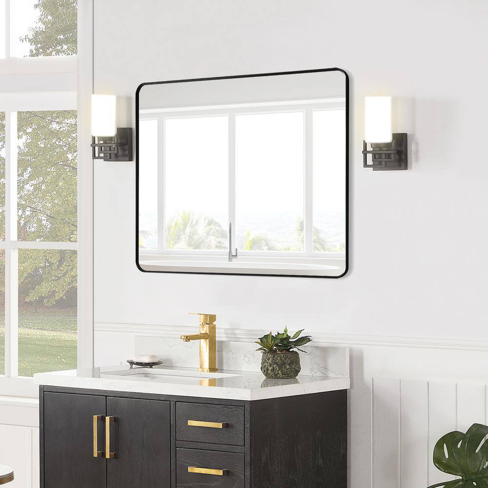 Elegante 36" Rectangular Silver Bathroom Vanity Mirror